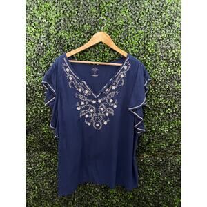 St. John’s Bay, Embroidered Summer Blouse, Women’s Size 2XL